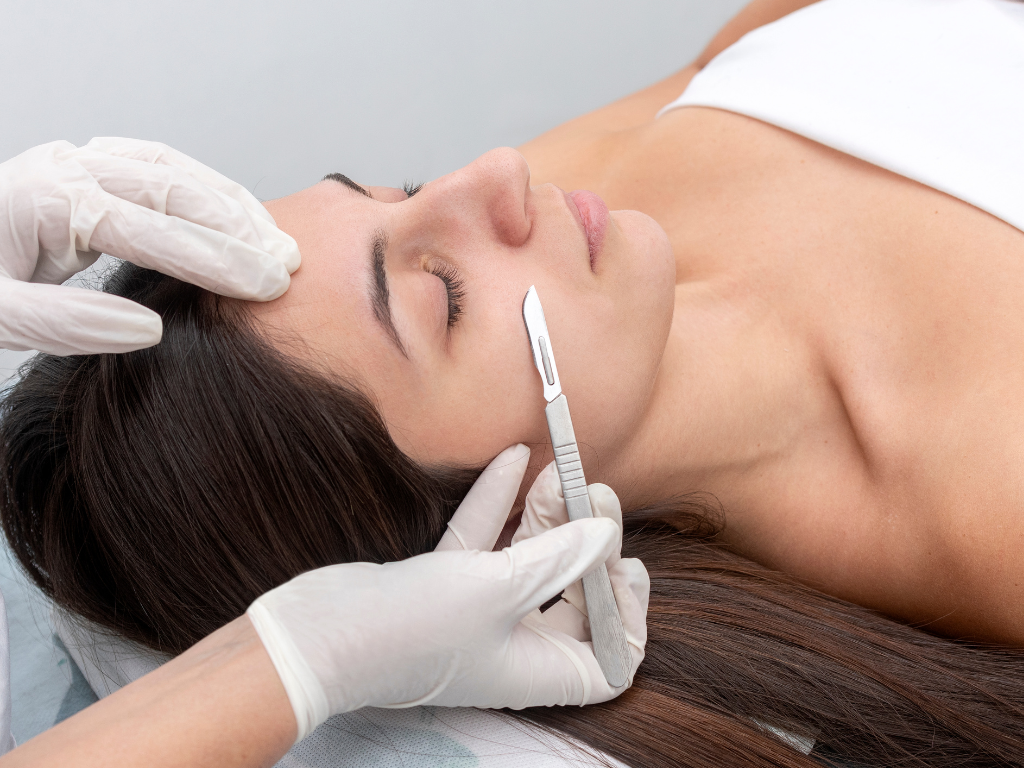 Dermaplaning treatment on Elvy